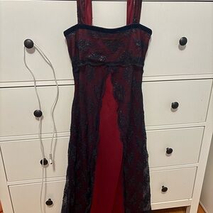 Le Chateau Strapless Dress in Red and Black